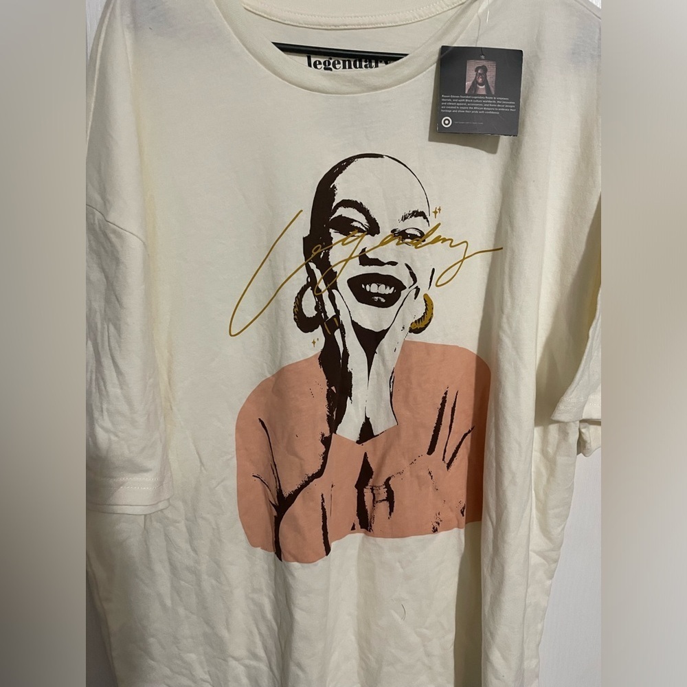 Cream Pink Graphic Boxy T Shirt - Picture 2 of 4